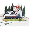 Поздравительные открытки Санта -Клаус лыж на лыжах 3d День благодарения рождественские любители подарки для детей