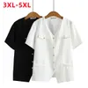 여성용 블라우스 셔츠 여름 여름 플러스 크기 여성 대형 크기의 짧은 소매 검은 흰색 패션 디자이너 셔츠 3xl 4xl 5xl 230311