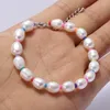 Bracelets de charme Perles d'eau douce naturelles Alerte avec argile colorée Silicone Spacer Bracelet de perles réglable pour femme