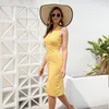 Party Dresses Summer Dress Women Button Up 2023 Backless Halter Bodycon Sexig Club Mini Birthday Beach Yellow frockparty