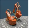 2023 Neue Kristall Schaffell Plattform Super High Sandals Pumps Schuhe für Frauenabendschuhe Frauen Heeled Luxury Designer Knöchelgurt Kleid Schuhfabrikschuhschuhe