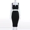 Casual klänningar Partihandel Bandage Set Black White Spaghetti Strap V-Neck Topdress Fashion Sexig tvådelar Dräkt Cocktail Party 2 Pieces