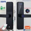 Serrures de porte XSDTS Serrure de porte d'empreintes digitales Bluetooth Smart Lock Tuya App Déverrouillage à distance Verrouillage par mot de passe Serrure de porte électronique 230311