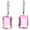 Brincos de garanhão 45x13mm JAZAZ 11G Criou Tanzanita Violet Kunzite Pink Morganita Tourmaline CZ 925 Solid Sterling Silver Catching