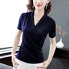 Women's Blouses Women Spring Summer Style Shirts Lady Casual Short Sleeve V-Neck Wrap Blusas Tops DD8892