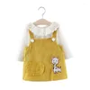 Abiti da ragazza Vestito da bambina Cervo Set T-shirt Cinturino superiore Primavera e autunno Colletto in pizzo per bambini Principessa dei cartoni animati Dre