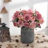 Decorative Flowers Retro Artificial Peony Flower Bouquet Simulation Hydrangea Shooting Props For Home Living Room Wedding Decoration