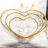 Dinnerware Sets Japanese Style Glass Bowl Gold Rim Peach Heart Tableware Household Crystal Salad
