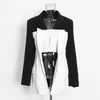 Women's Suits & Blazers Women Black Contrast Color Pocket Blazer Lapel Long Sleeve Single Button Loose Fit Jacket Fashion Tide Spring Autumn