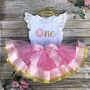 Clothing Sets Toddle Girl 1st First Birthday Outfit Romper Tutu Skirt Cake Smash Set Sweet Lace Sleeve Knotbow Voile DressesClothing