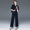 Women's Jumpsuits Rompers Women's autumn fashion lapel cropped sleeves autumn section jumpsuit 230311