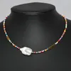 Łańcuchy KBJW Oryginalny minimalistyczny prawdziwy naszyjnik Pearl Mieszane wielokolorowe szklane koraliki Summer Choker Baroque Jewelry 2023