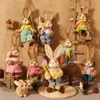 Autres fournitures de fête d'événement Année Pâques Paille Décoration de lapin de Pâques avec des vêtements Joyeuses Pâques Maison Jardin Ornement de mariage Po Props Artisanat Lapin 230311