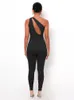 Macacões femininos Rompers Kliou One ombro Sexy Cut -Out Romens para mulheres macacões de rua sólido