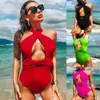 Women's Swimwear 2023 Swimsuit Pure Color Cross One In Europe And America