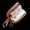 Keychains 4 Colors Durable Key Rings Genuine Leather Car Remote Wallets Bag Keys Zipper Case Interior Accessories