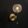 Lâmpadas de parede Luzes LED de cobre para luminárias de espelho traseiro de casa ao lado de luminária de lâmpada de lâmpada de sconfed de wandlamp Applique de vidro de pared