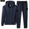 Survêtements pour hommes Printemps et automne Survêtements pour hommes Stone Fashion Classic Island Jacket Solid Casual Sports Suit is land Hommes deux pièces à capuche Zipper p66