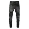 Black Tracksuit Ripped Hole Pant Conjuntos para homens Punk Slim Zipper Design Jaqueta jea