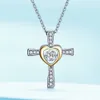 Collana con croce per donna in argento sterling 925 con ciondolo a forma di pietra preziosa creata per regali di gioielli per donne e ragazze