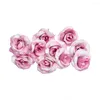 Kwiaty dekoracyjne 50pcs lekka tkanina przyjęcie ślubne życie sztuczny kwiat głowa mini domek fałszywy dekoracja ślubna róży rzemiosło DIY