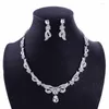 Ketting oorbellen set bruid kristallen vlinder bladkostuum bruiloft sieraden strass choker tiaras kroon vrouwen