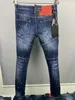 DSQ PHANTOM TURTLE Men's Jeans Mens Luxury Designer Jeans Skinny Ripped Cool Guy Causal Hole Denim Fashion Brand Fit Jeans Men Washed Pants 69158