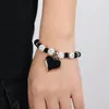 Strand Fashion Women Heart Charm Black Beads Bracelet Rhinestone chedable levable rav lext bangle bangle intagebands gift hight