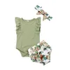 Kledingsets Citgeett Summer Born baby meisjes kleren ruches mouw romper bloemen shorts outfit casual set 230311