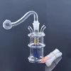 Gros coloré petit narguilé 10mm femelle style spirale double joint verre d'eau dab rig tuyau bong avec bol de brûleur à mazout et tuyau de paille en silicone pour fumer