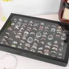 Jewelry Pouches 100 Grids Rings Display Box Storage Tray Ring Carrying Holder Cufflinks Organizer Women's Gifts