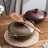 Soup Stock Pots 1 Pcs Ceramic Casserole Japanese Style Black Small Clay Saucepan Home Kitchen Cookware Cooking Supplies Pan 230311