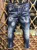 DSQ PHANTOM TURTLE Men's Jeans Mens Luxury Designer Jeans Skinny Ripped Cool Guy Causal Hole Denim Fashion Brand Fit Jeans Men Washed Pants 6138