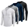 Magliette da uomo Streetwear Pullover girocollo in puro colore T-shirt maschile manica lunga per la casa