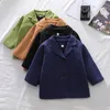 Coat Spring Grid Jackets Boy Girls Woolen Long Double Breasted Warm Infant Toddle Lapel Tweed Autumn Baby Overcoat 230311