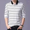 Männer T Shirts Ankunft 2023 Frühling Herbst Männer T-shirt Langarm Casual drehen-unten Gestreiftes Hemd Slim Fit baumwolle Tops