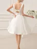 Vintage A-Line Wedding Dress 2023 A-Line Jewel Neck Kne Length Satin With Bow Backless Bride Party Gowns Vestidos de Noiva Boho