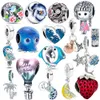 925 Silber Fit Pandora Original Charms DIY Anhänger Damen Armbänder Perlen Neue Ozeanblaue Meeresschildkröte Baumelnde Perle