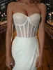 Sparkle biała krótka sukienka na studniówkę herbatę o długości herbaty cekinowo-cekinowy rozłam 2023 wieczorne suknie nocne stroje Kobiet Robe de Soiree