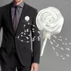 Decorative Flowers 5Pieces/Bag Wedding Groom Groomsman Boutonniere Party Prom Man Suit Corsage Handmade Rose Buttonhole Brooch Flower