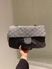 グレーデニム女性デザイナーバッグハンドバッグ女性オリジナルボックス財布クラッチショルダーバッグメッセンジャークロスボディシリアル番号メタルロゴ 37 センチメートル