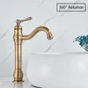 Bathroom Sink Faucets Rozin Antique Brass Basin Faucet 5 Colors Deck Mounted Single Handle Bathroom Crane Long Spout Lavatory Sink Cold Mixer Tap 230311