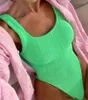 Kvinnors badkläder Kvinnor En bit baddräkt 2023 Solid baddräkt Push Up Swimming High Cut Bodysuit Monokini Girl Bikini Brazilian