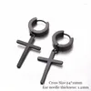 Dangle Earrings Fashion Stainless Steel Black Gold Silver Color Women Men Cross Pendant Cartilage Hoop Drop Punk Style Earring