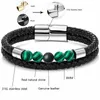 Strand Rétro Style Noir Bracelet En Cuir Véritable Pierre De Minerai Naturel Perlé Magnétique Fermoir Corde Bracelets Pour Hommes Femmes Bijoux Cadeau