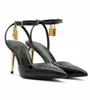 Famous Summer Prefect Tomxford Sandals Shoes Padlock Pointy Naked Women Slingback Luxury Designer Lady High-heeled Party Wedding Pointed Toe Pumps