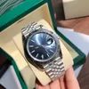 Orijinal Kutu 41mm Mans Kadın Yüksek kaliteli saat Tarih Tarihi Başkan Silver Blue Dial Asia 2813 Hareket Mekanik Otomatik Adamın Saatleri Montre De Luxe