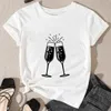 Women's T Shirts Summer Women Wine Glasses Tshirts Short-sleeve Print Tee Shirt Funny Ladies O Neck Ulzzang Female Black Tops Tees