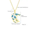 Correntes mapa de esmalte e bandeira pingentes de pingentes de colares prateado/cor dourado jóias gregas charme patriótico do partido étnico