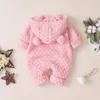 Rompers Autumn Baby Girls Sticked Hooded Clothing Cotton Spädbarn barn 3D Ear Romper Långärmad bodysuits Sunsuits Outfits 024m 230311